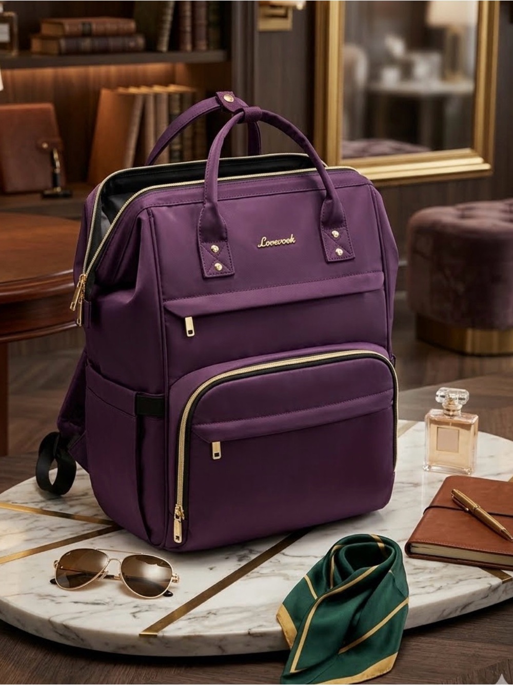 Lovecook Purple Women's Convertible Backpack Tote
